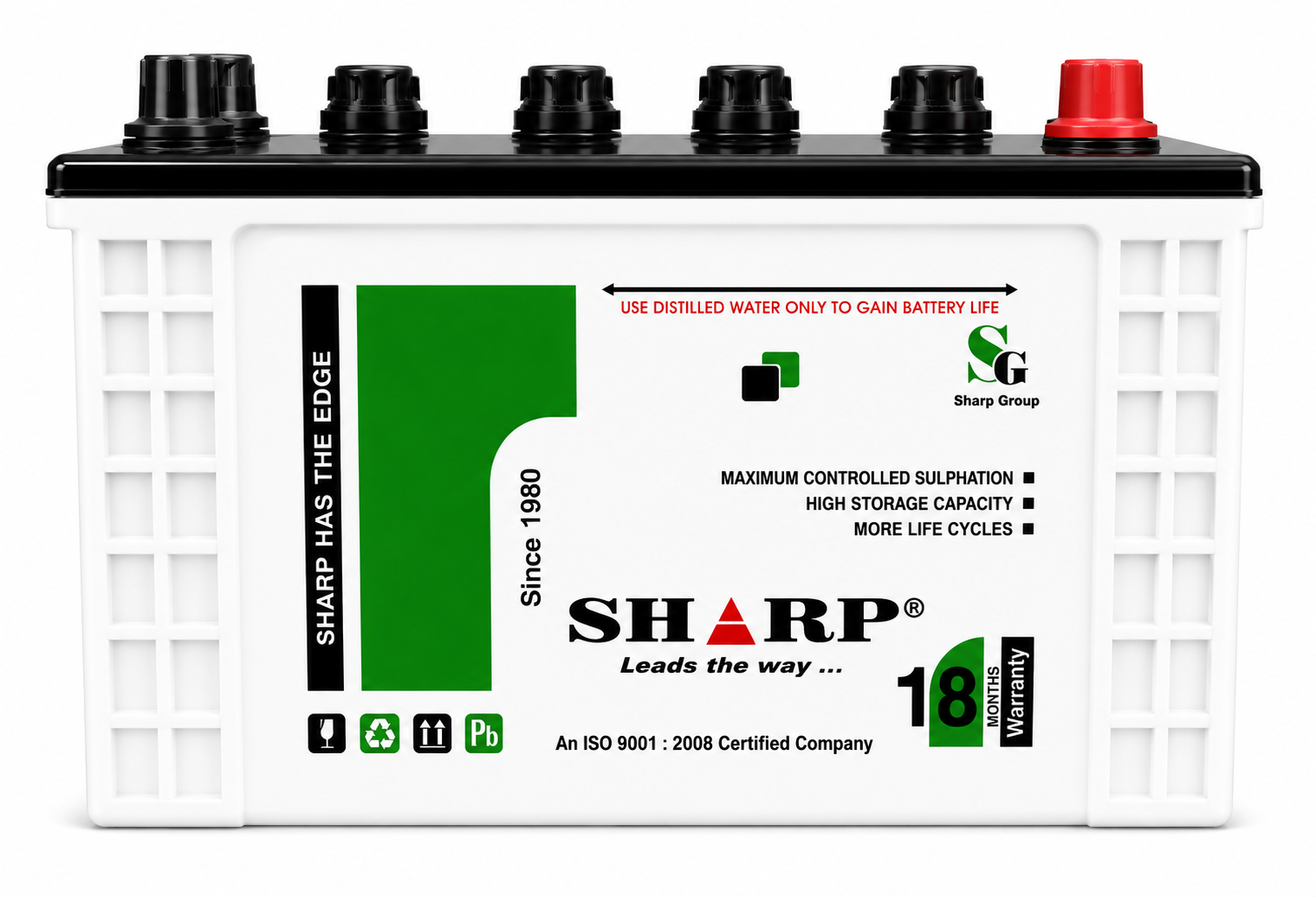 SHARP battery — authentic product photograph, premium automotive battery